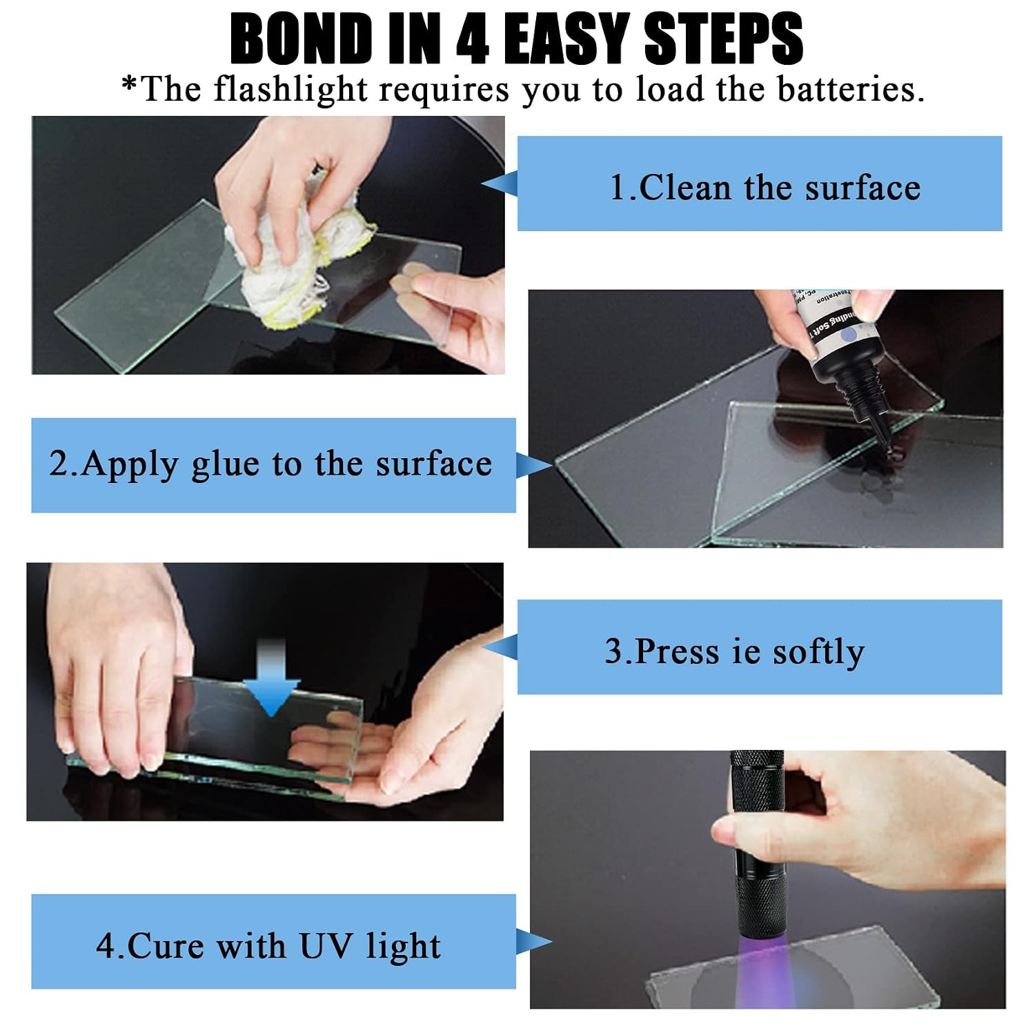 EDSRDXS UV Bonding & Welding Glue Kit UV Resin Kit Super Bonding Soft & Hard