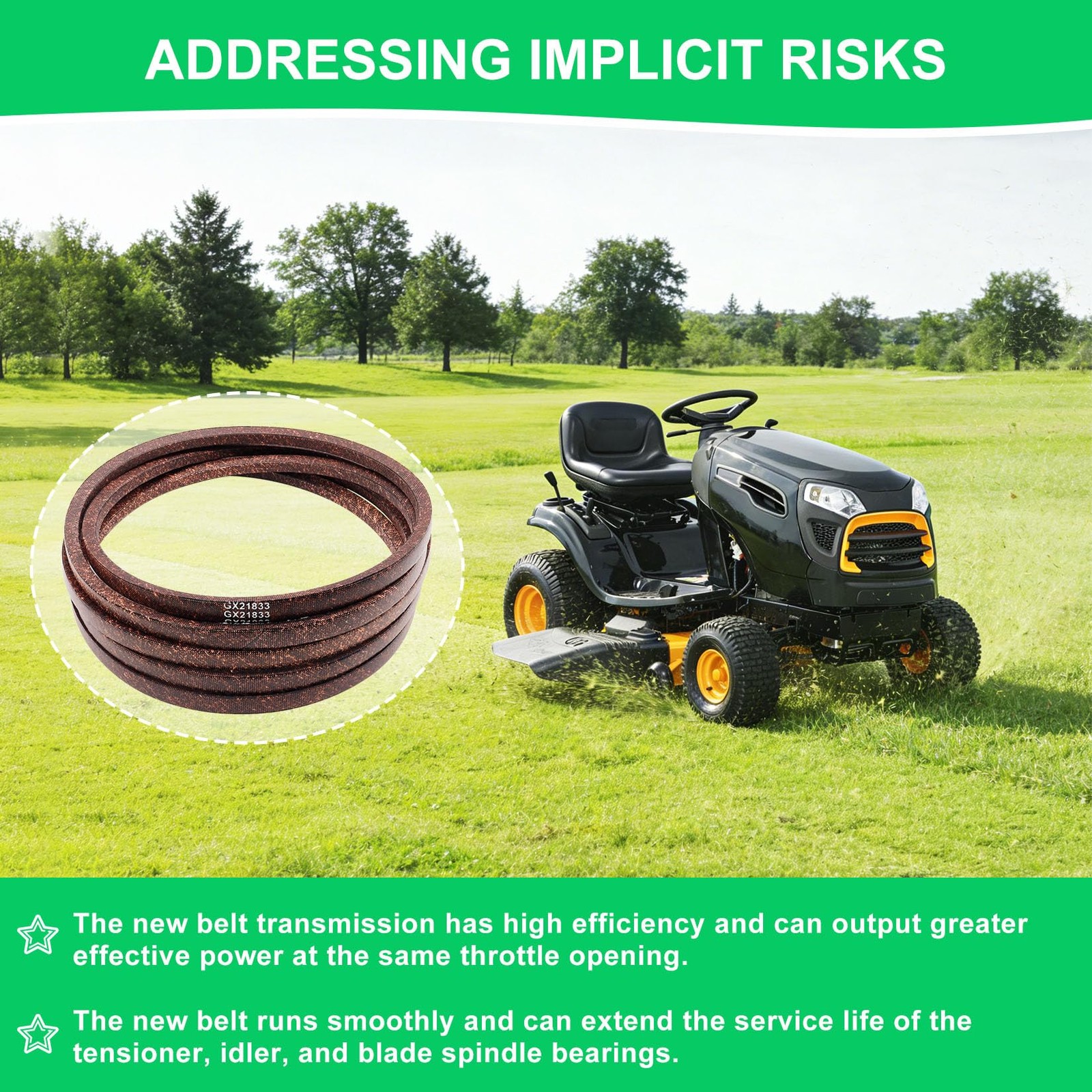 1 PCS 1/2×141 Inch GX21833 48 Inch Mower Deck Belt For John Deere D140 E140