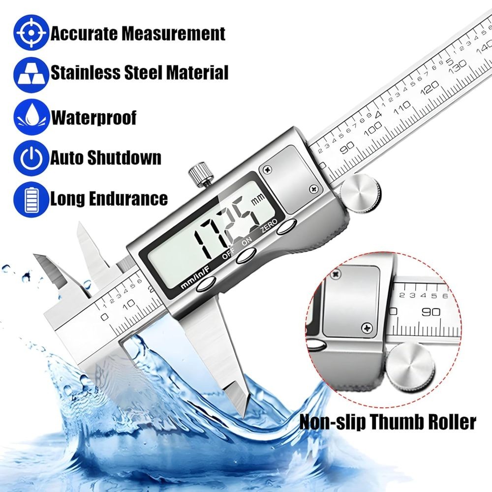 6″ 150mm Digital Caliper Electronic Micrometer LCD Measuring Tool with Fraction