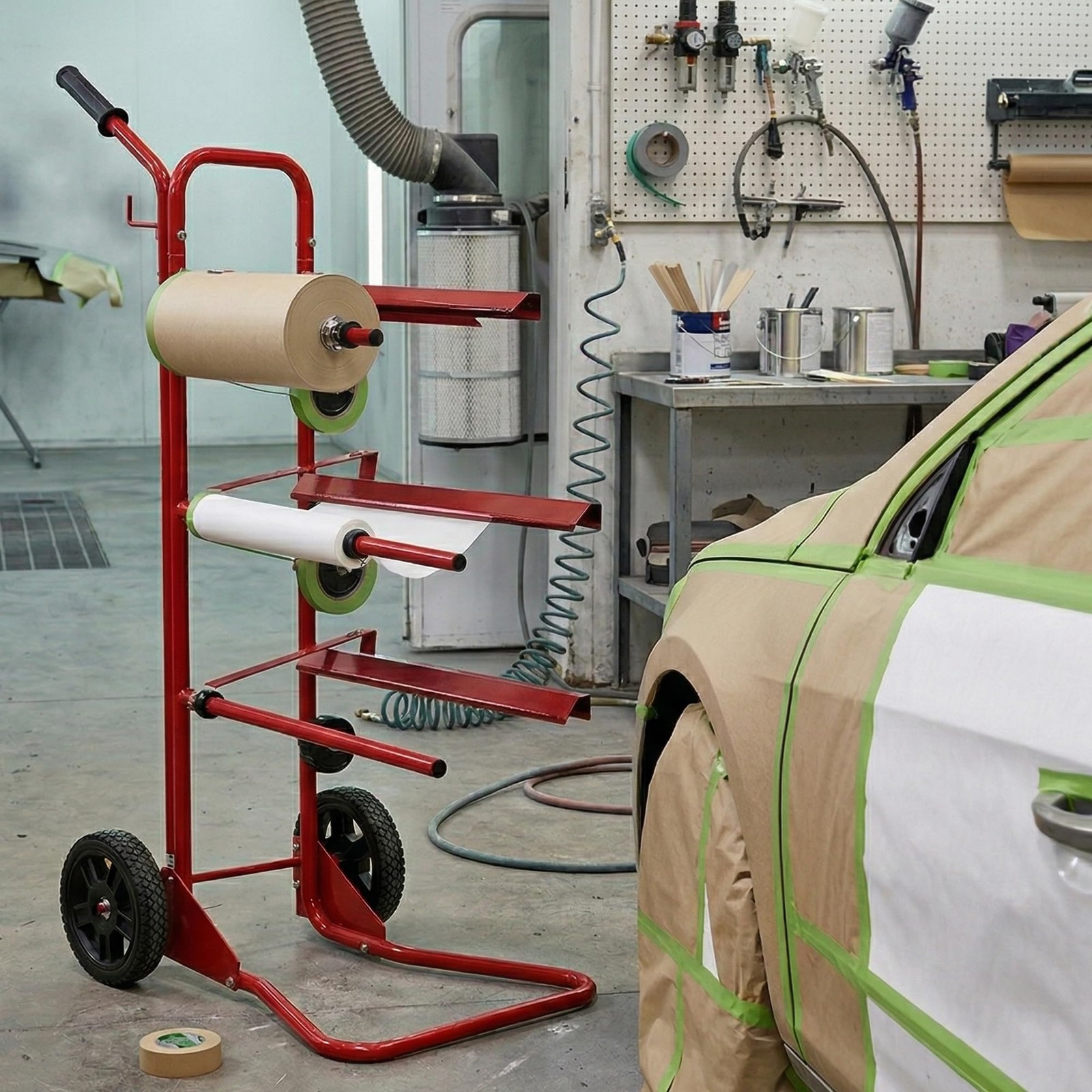 LAUCO Portable Slimline Mobile Masking Paper Machine Dispenser, Masking Machine