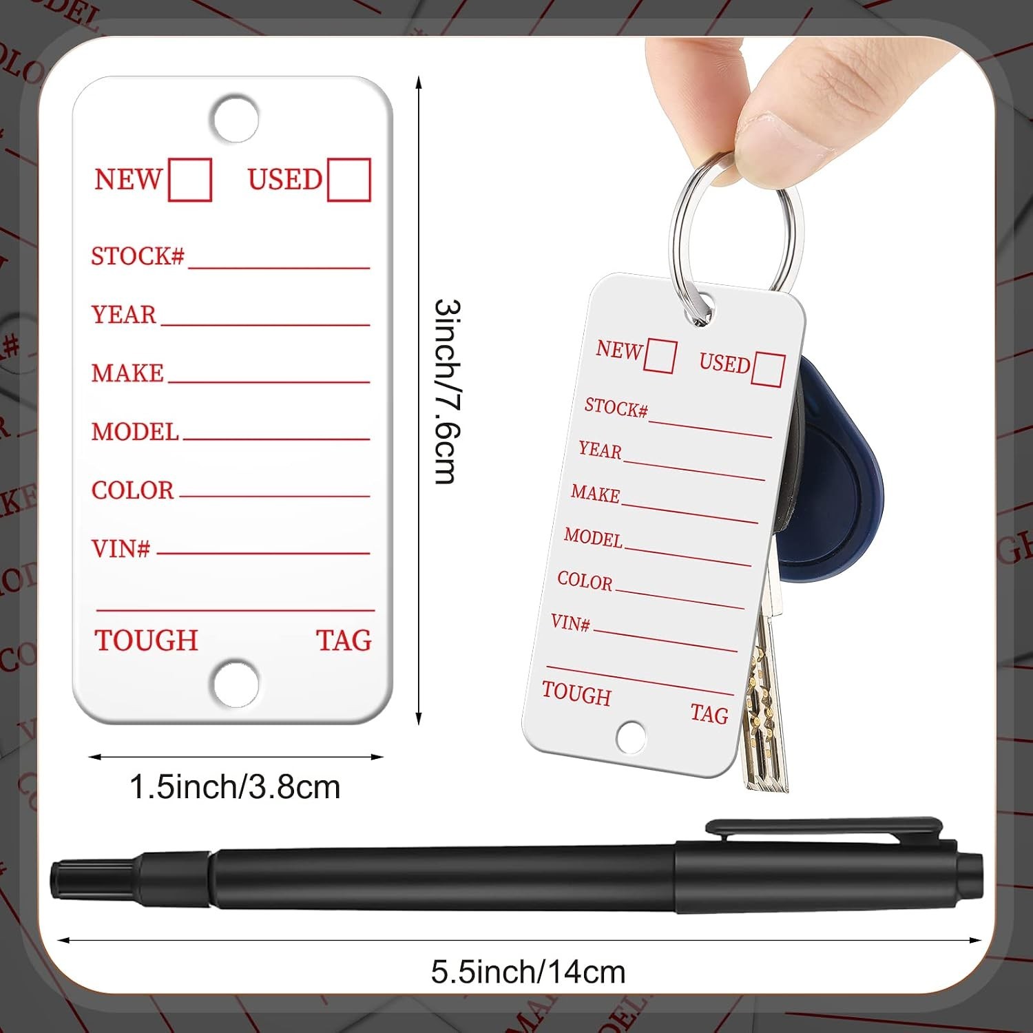 500 Pcs Poly Key Tags Plastic Dealership Car Key Tags with Labels for RV Auto Lu
