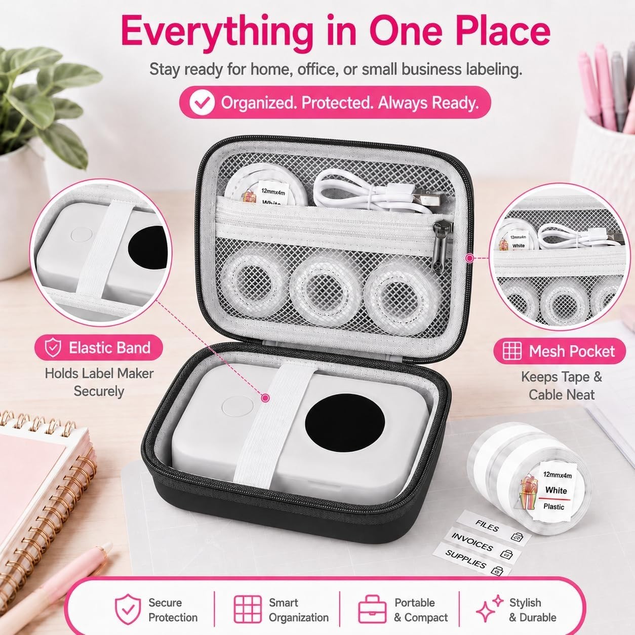 Elegant EVA Hard Case for Phomemo & Compatible Label Makers – Travel Ready