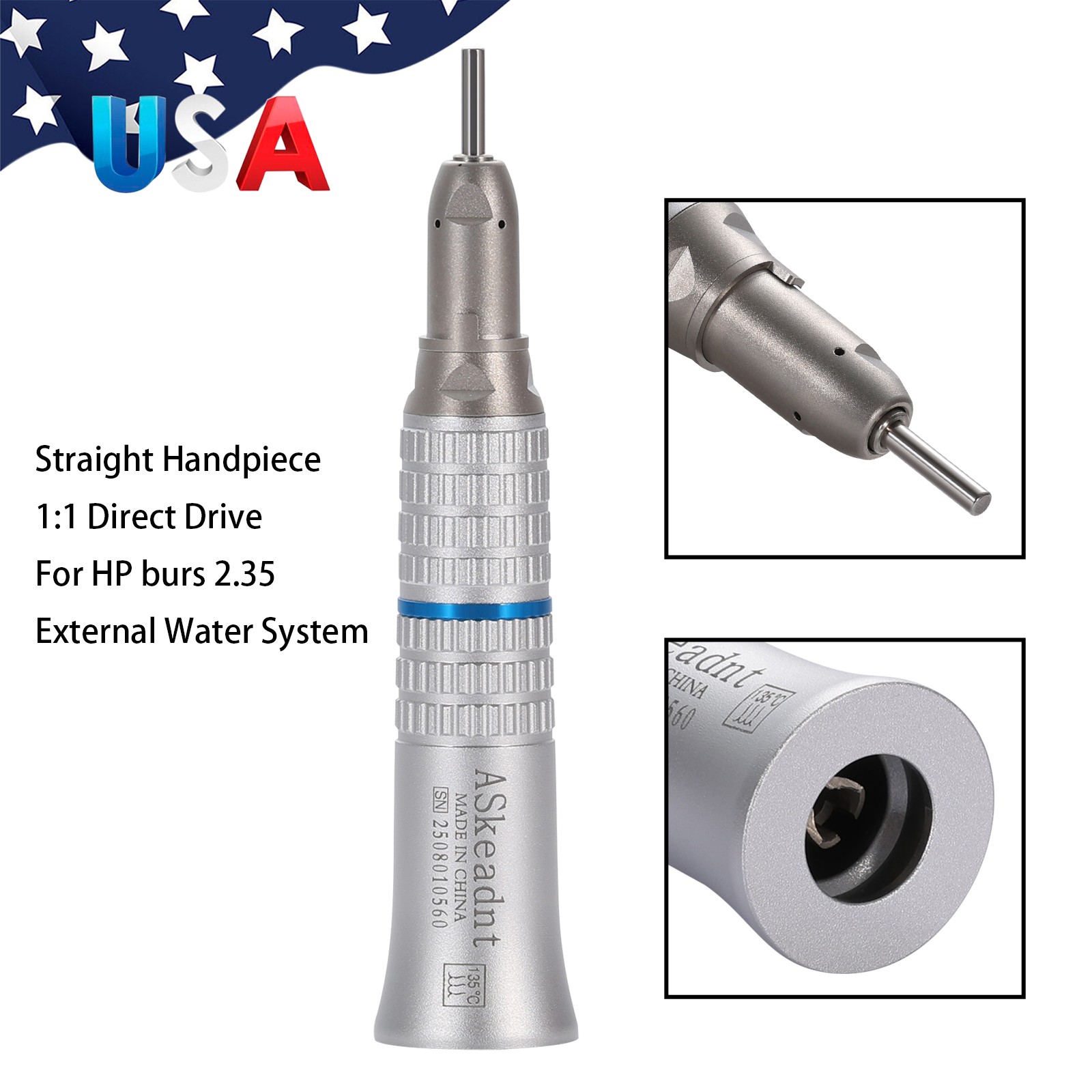 Dental Low Speed handpiece Straight Nose Cone 1:1 Direct Drive YP UPS L