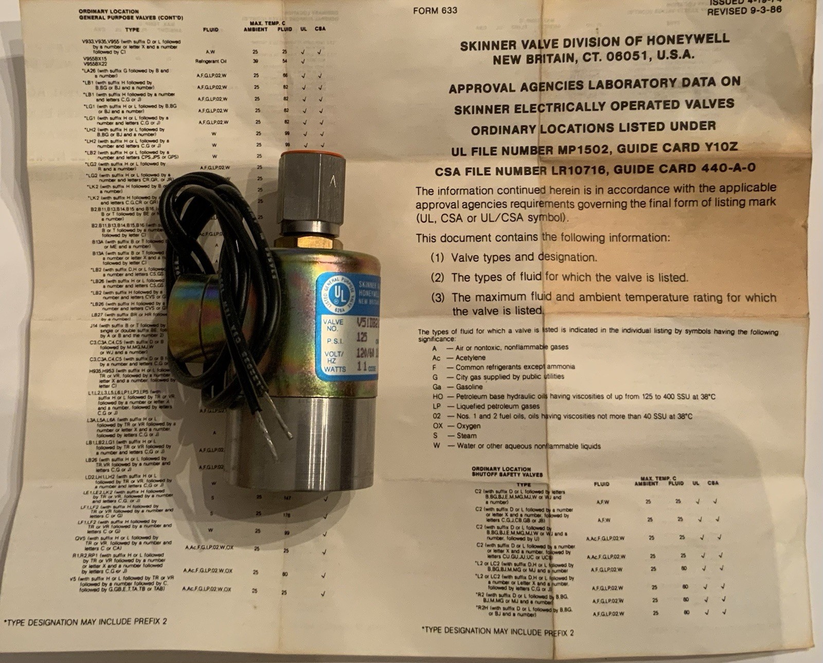 Honeywell V51DB2125 Skinner Solenoid Valve New Open Box 120v/60h
