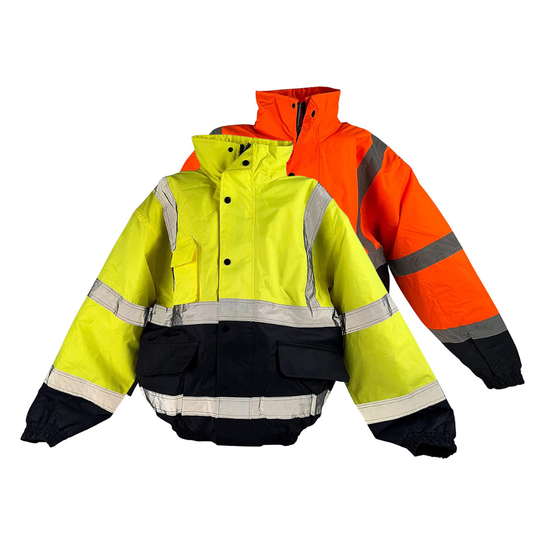 High Visibility Reflective Winter Safety Bomber Jacket W/ Hood