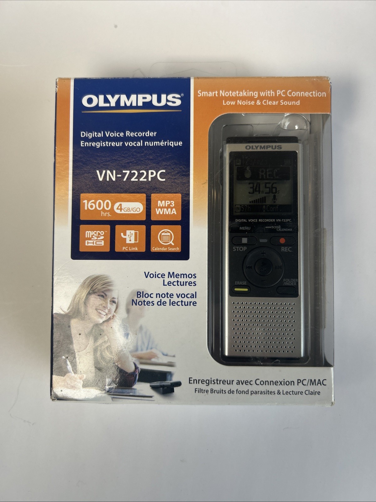 Olympus Digital Voice Recorder VN-722PC 4GB Internal Memory with microSD