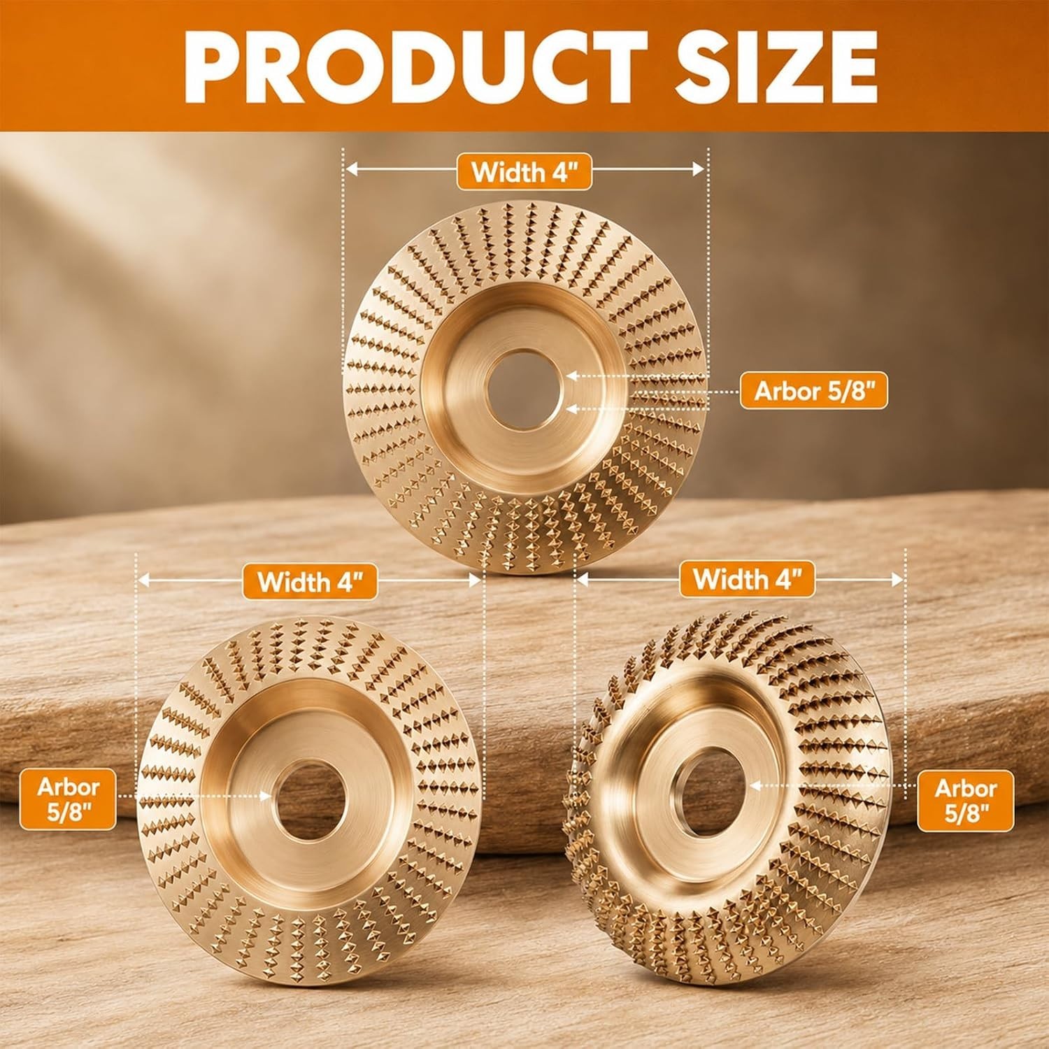 3Pcs Wood Shaping Wheel with Reducer Bushings For 4 4.5 Inch Grinder