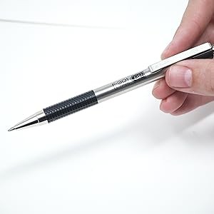 F-301 Ballpoint Blue Ink Fine Point 0.7mm Pen, Easy-Glide Ink, Stainless Steel