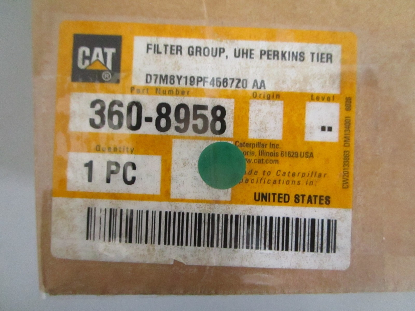 Caterpillar 360-8958 UHE Fuel Filter Perkins Tier C4.4 C6.6 C7.1 NEW OEM 0820