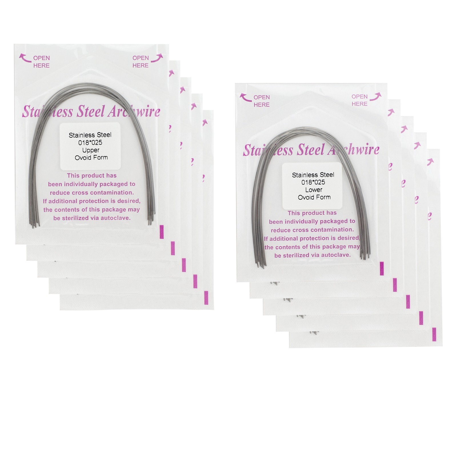 100pcs Dental Orthodontic Arch Wire Stainless Steel Ovoid Form Round Rectangular