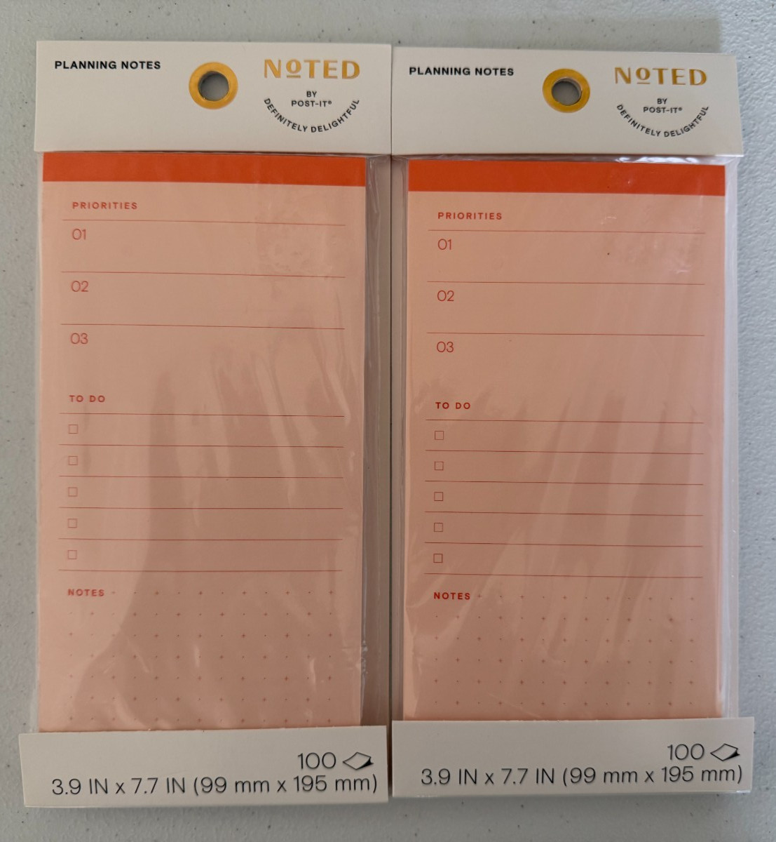 Noted by Post-it Planning Notes Lot of 2 To Do Pads Peach 100 Sheets New
