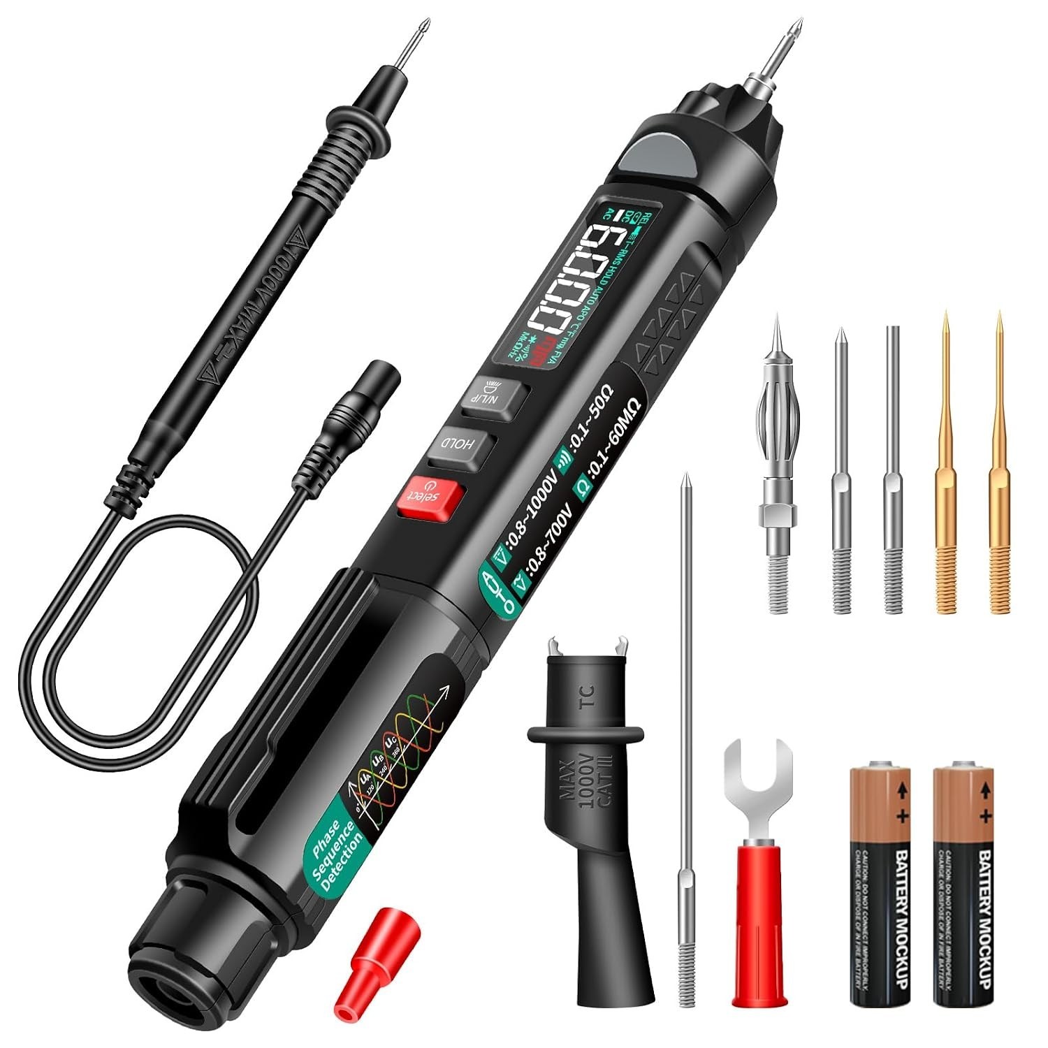 Pen Multimeter with Backlit Display for Troubleshooting