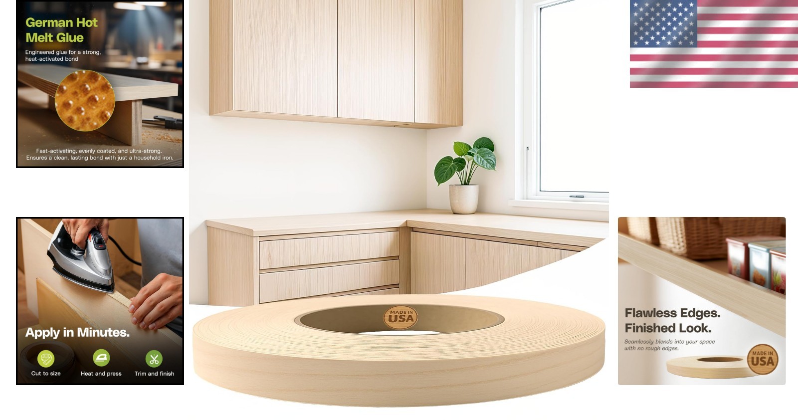 Flexible 3/4 In x 25 Ft Birch Veneer Tape – Ideal for Furniture & DIY Projects