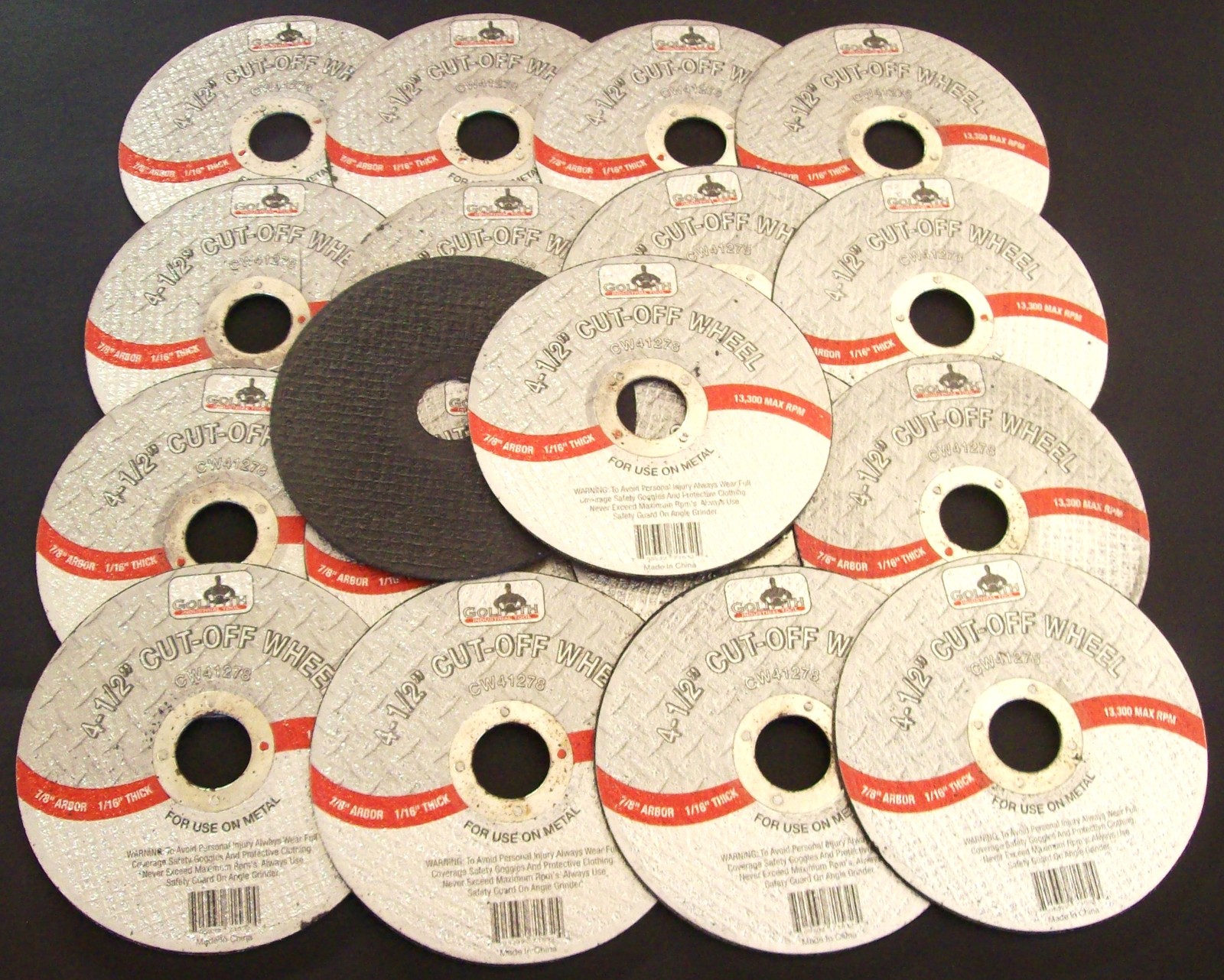 10 GOLIATH INDUSTRIAL 4-1/2″ CUT OFF WHEELS CW41278 DISCS ANGLE GRINDER GRINDING