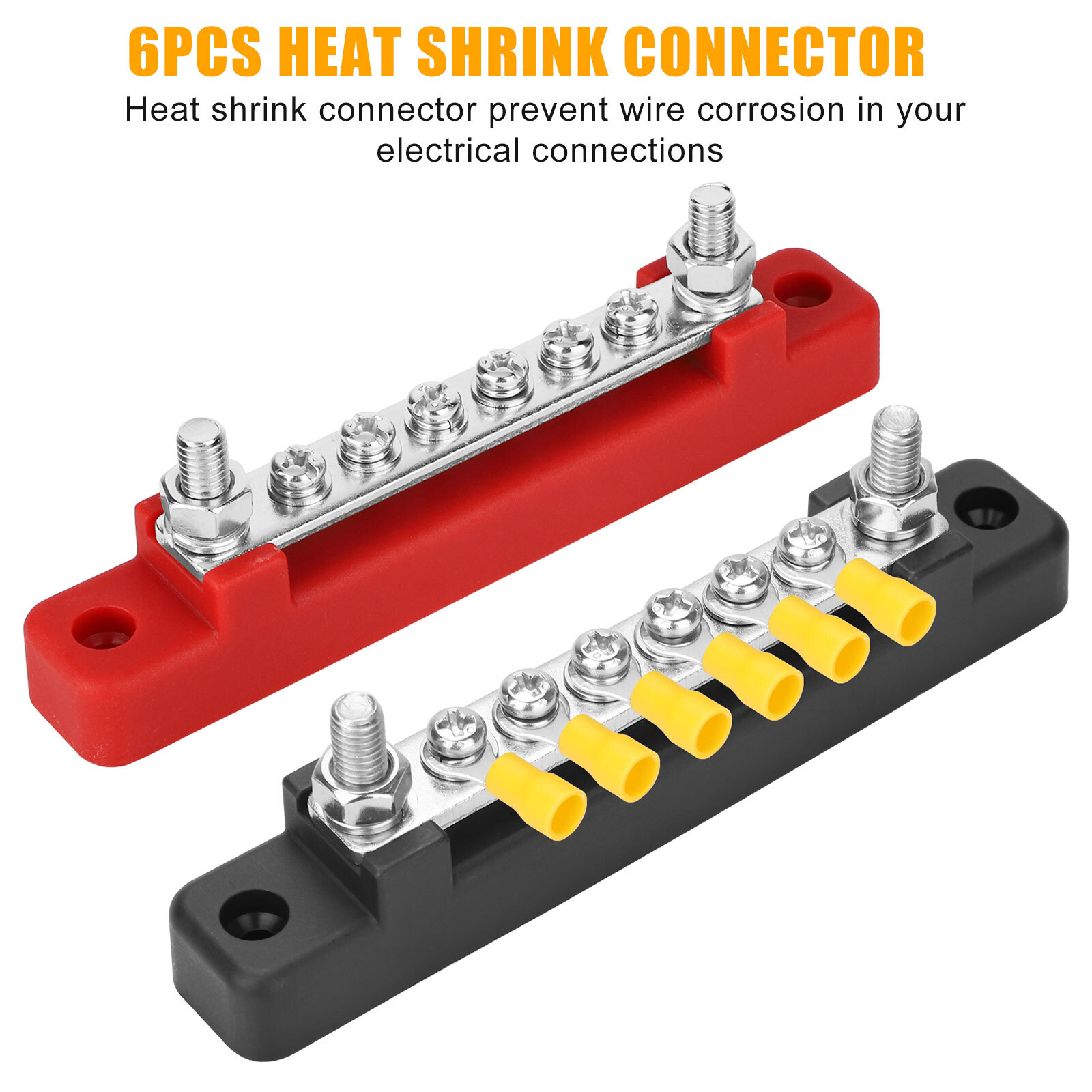 6 Way Power Distribution Bus Bar Terminal 150A Screws Battery Block for Car Boat