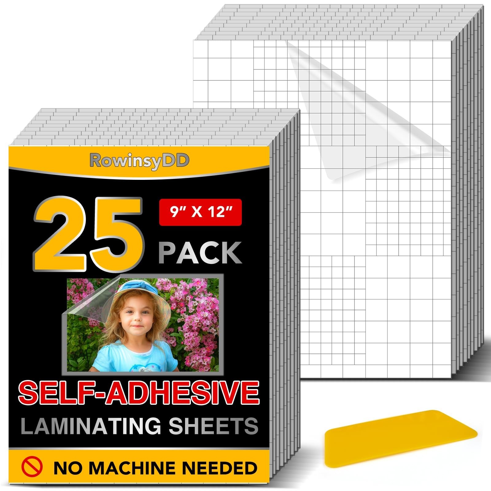 25 Pack Self Adhesive Laminating Sheets, 9 X 12 Inch, Clear Sticker Laminate She