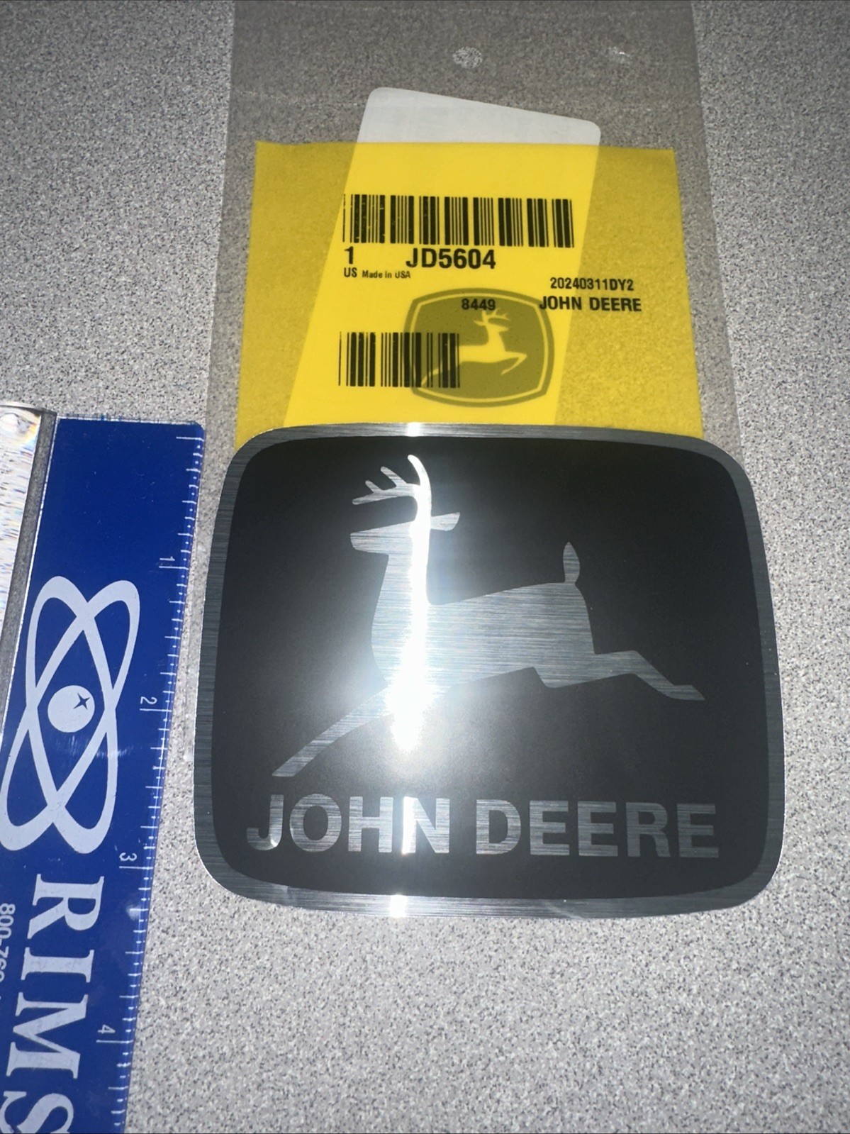 New John Deere Black & Silver Logo Decal JD 5604