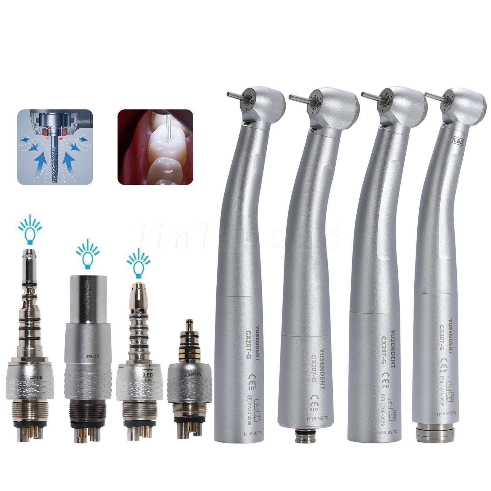 COXO YUSENDENT CX207-G Dental Fiber Optic LED High Speed Handpiece Air Turbine