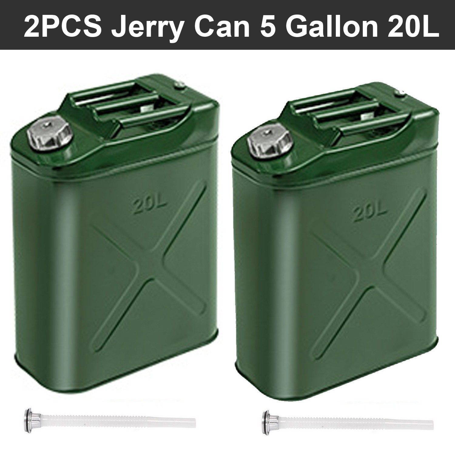 2PCS Jerry Can 5 Gallon 20L Can Metal Tank Emergency Backup Off-road