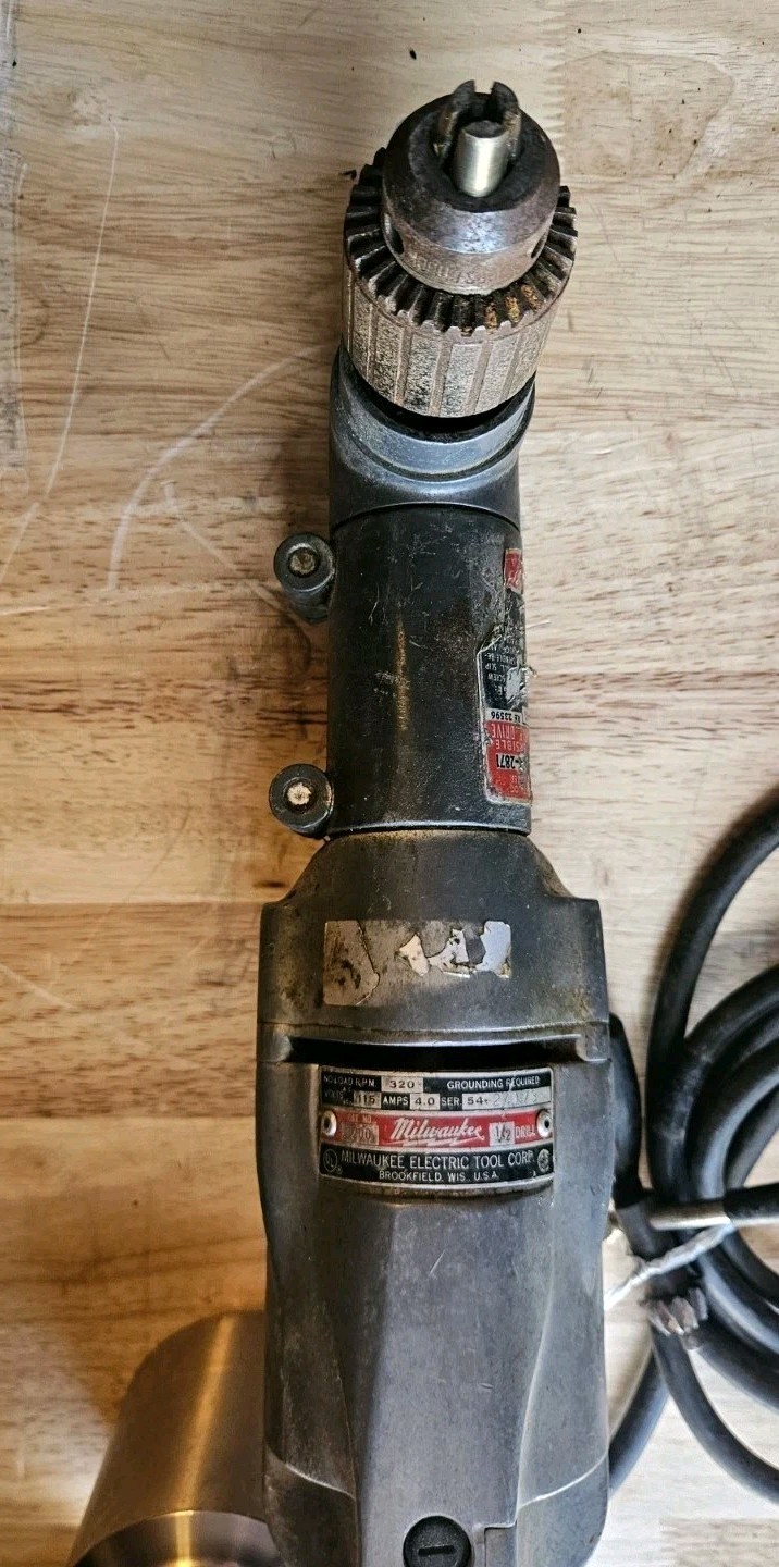 Milwaukee 1200 Drill With right angle Adapter 48-06-2871. 1/2″ Heavy Duty! Nice!