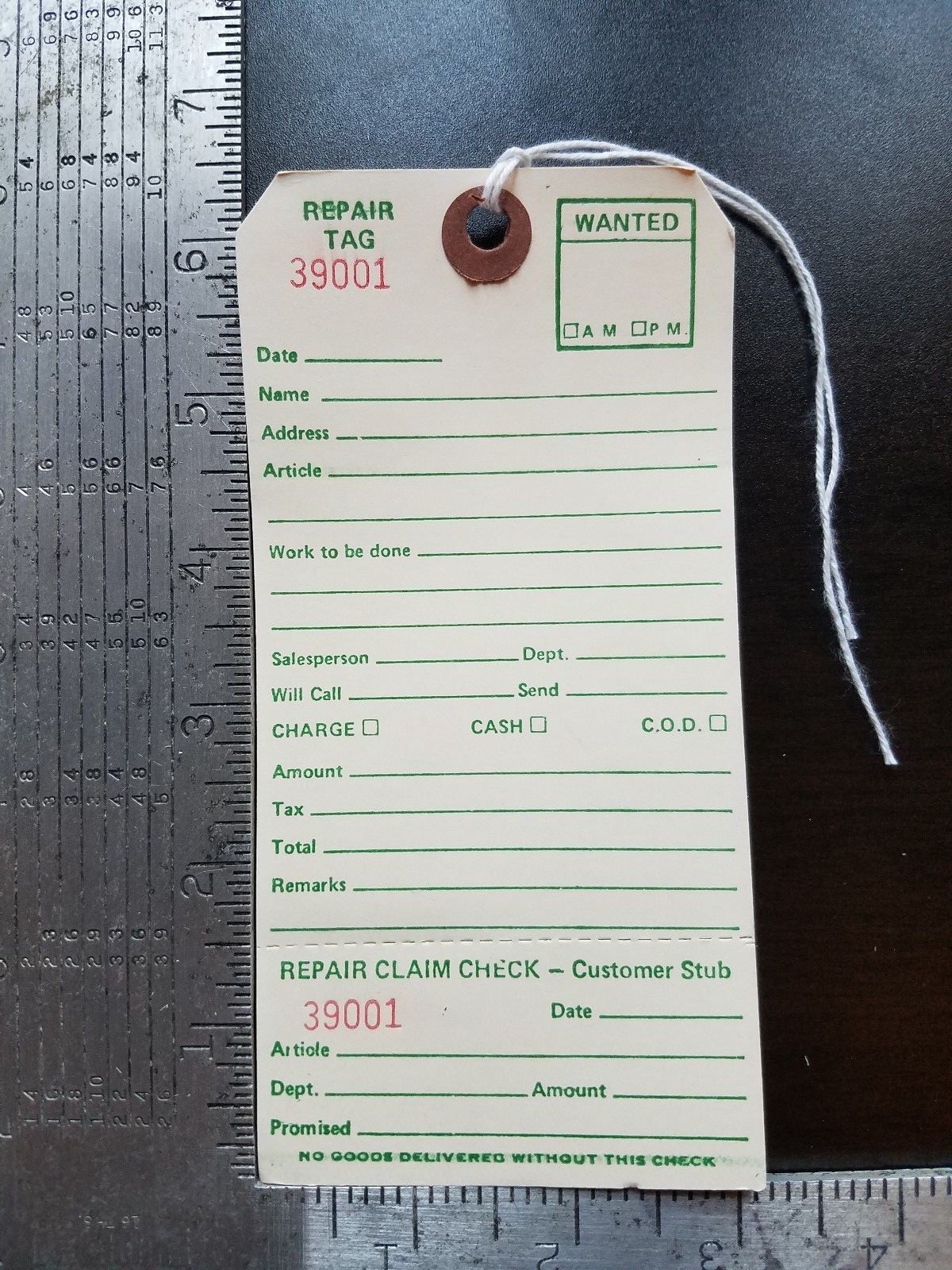 50 Count Numbered Manila Repair Tags 6-1/4″ x 3-1/8″ Reinforced w/Stub & String