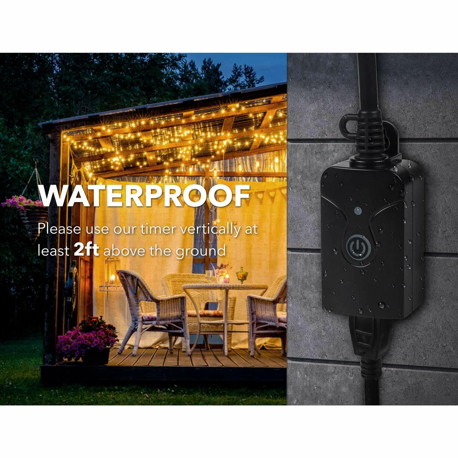 HBN Outdoor 3-Prong Outlet Weatherproof with 100ft Wireless Remote Control Kit