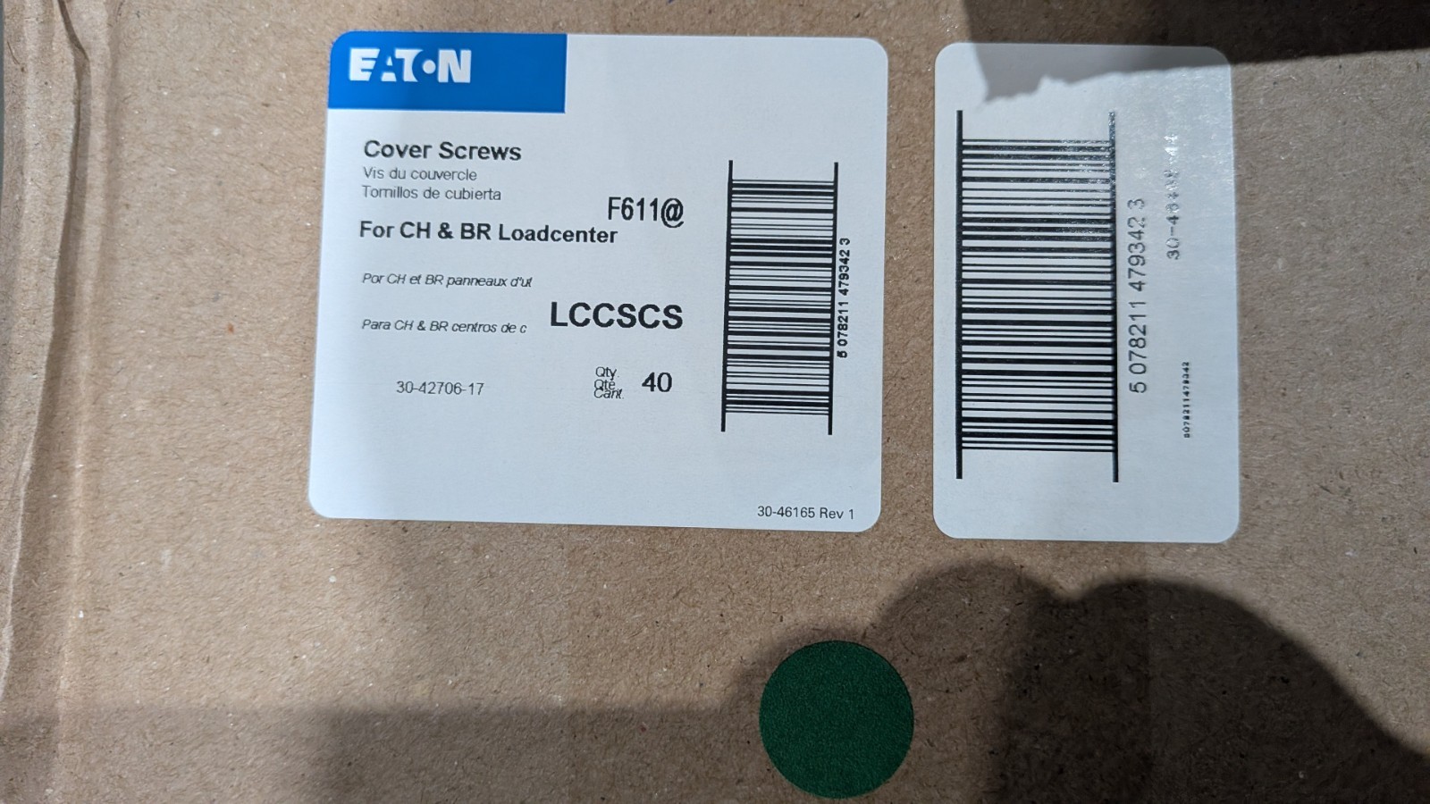 EATON LCCSCS – Packs Of Panel Cover Screws For Type CH & BR Load Centers 6pcs/pk