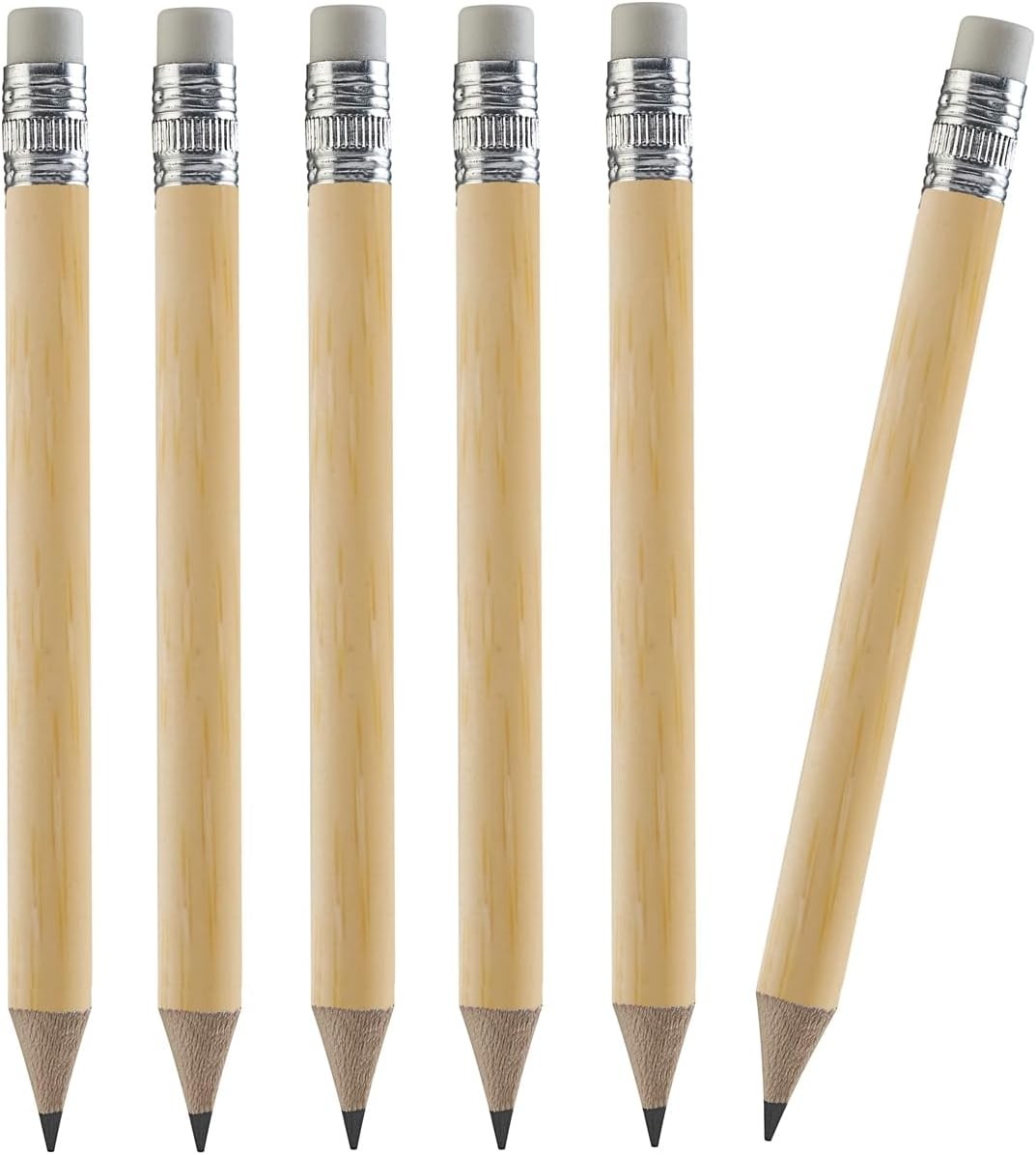 100pcs Mini Pencils with Eraser, Sharpened 1 Count (Pack of 100), Natural