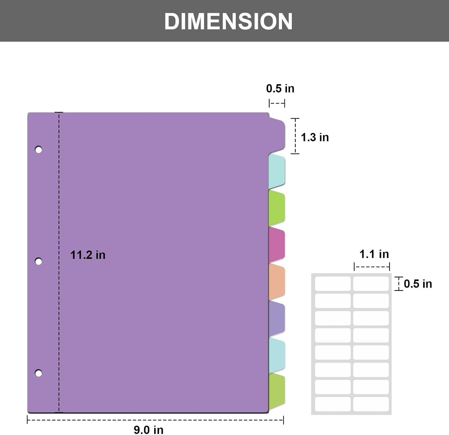 16Pcs/2 Set Binder Dividers with Tabs, 8 Color Tab for 3 Ring Binder Dividers…