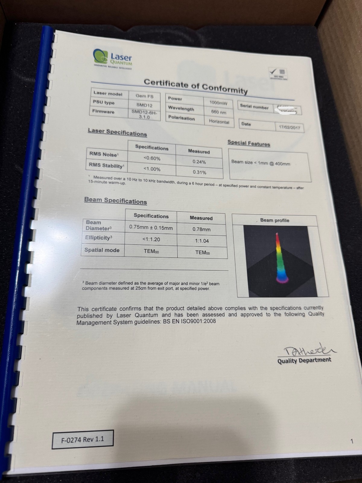 EUC LASER QUANTUM NOVANTA GEM 660 DPSS CONTINUOUS WAVE LASER SERIES + PSU CABLE
