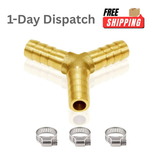 Joywayus 3/8 Hose Barb Y Shaped 3 Way Union Fitting Brass for Water Fuel Air