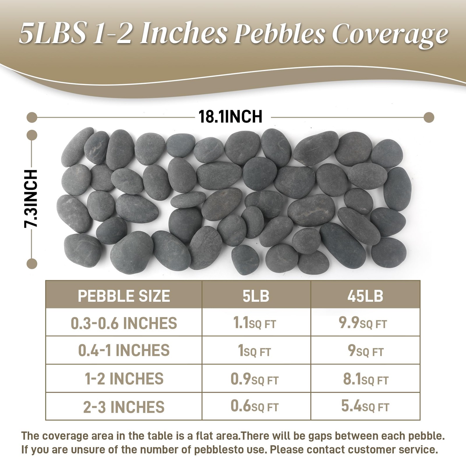 5 lbs Natural Mexican Beach Pebbles, 1-2 Inch Large River Rocks for Plants an…