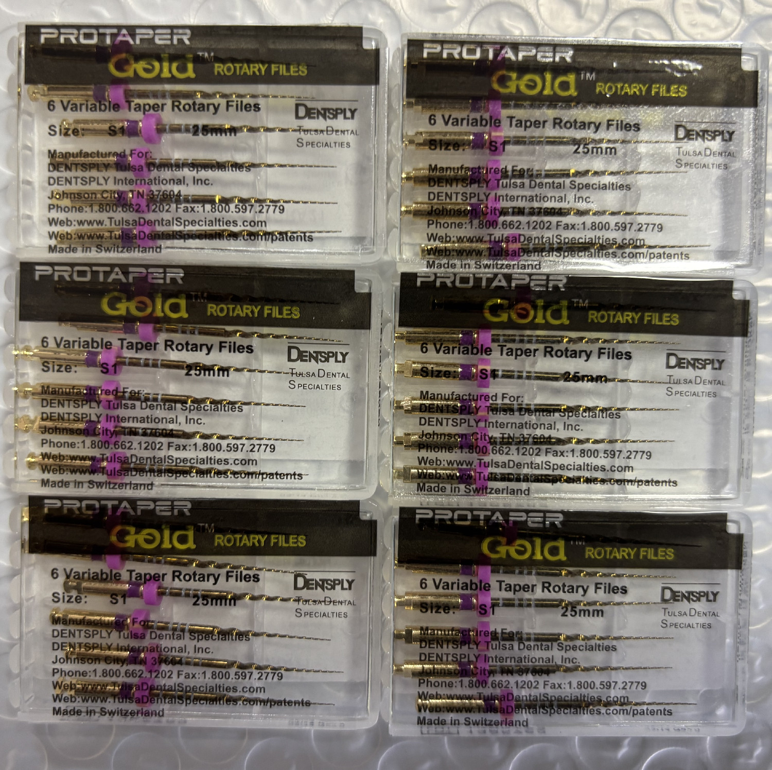Dentsply ProTaper Gold Rotary Files Assorted Sizes 19/21/25/31mm Files 6/Pack US