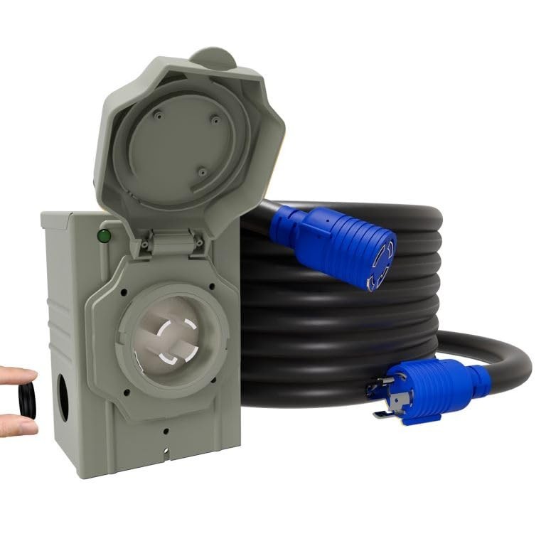 50AMP 10ft Generator Power Cord with Inlet Box, 4-Prong NEMA L14-30P to L14-30R,