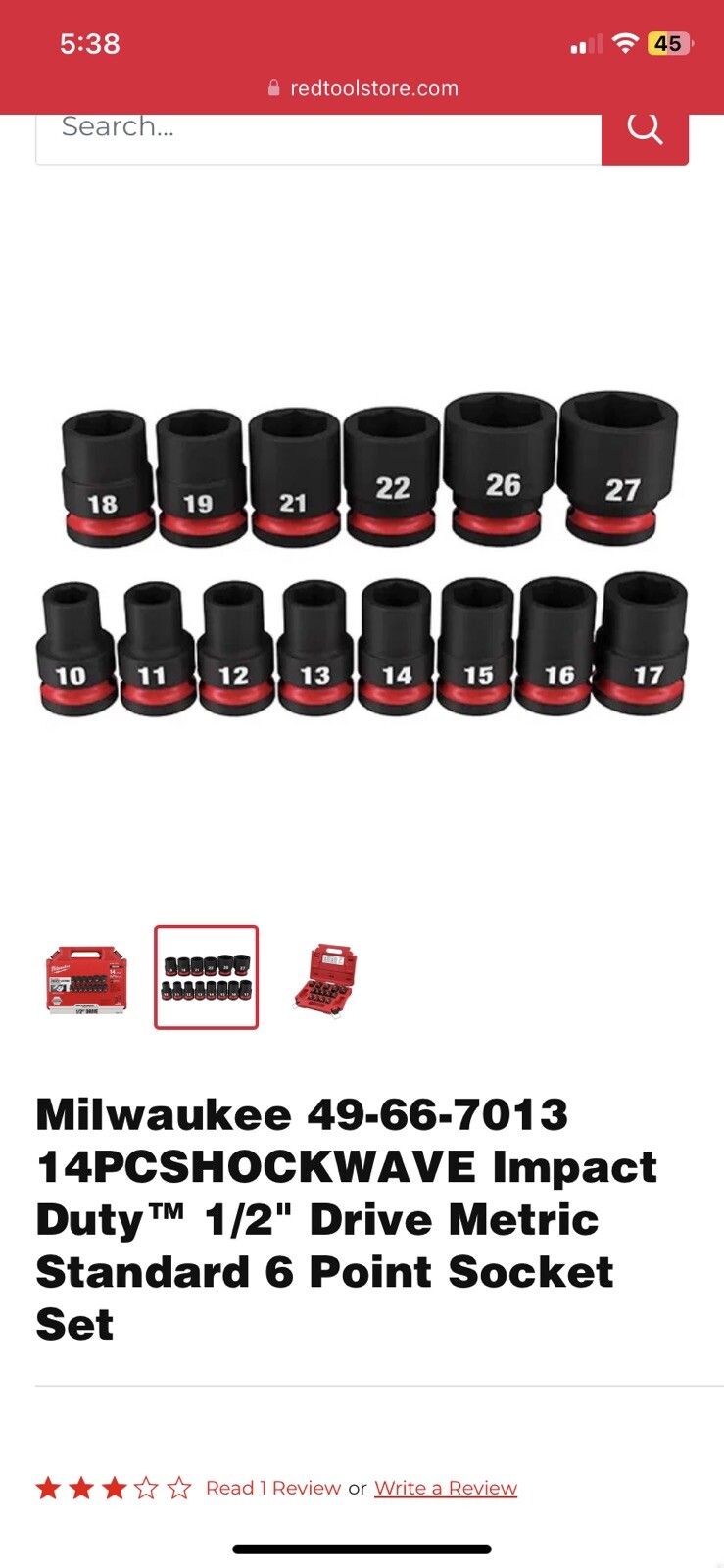 Milwaukee 1/2″ Drive Impact Socket Kit 14 PC (49-66-7013)