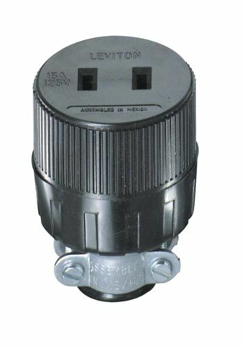 Leviton 612 15 Amp, 125 Volt, NEMA 1-15R, 2P, 2W, Connector, Straight Blade, Res