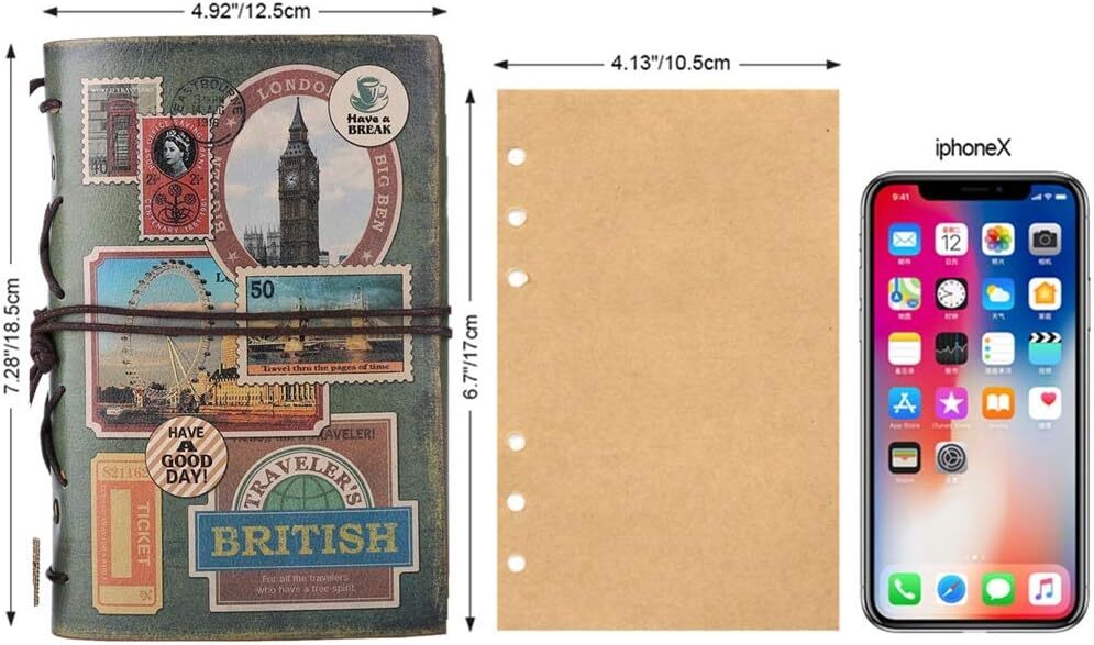 MALEDEN Vintage Refillable Leather Journal 180 Blank Pages Travel Diary