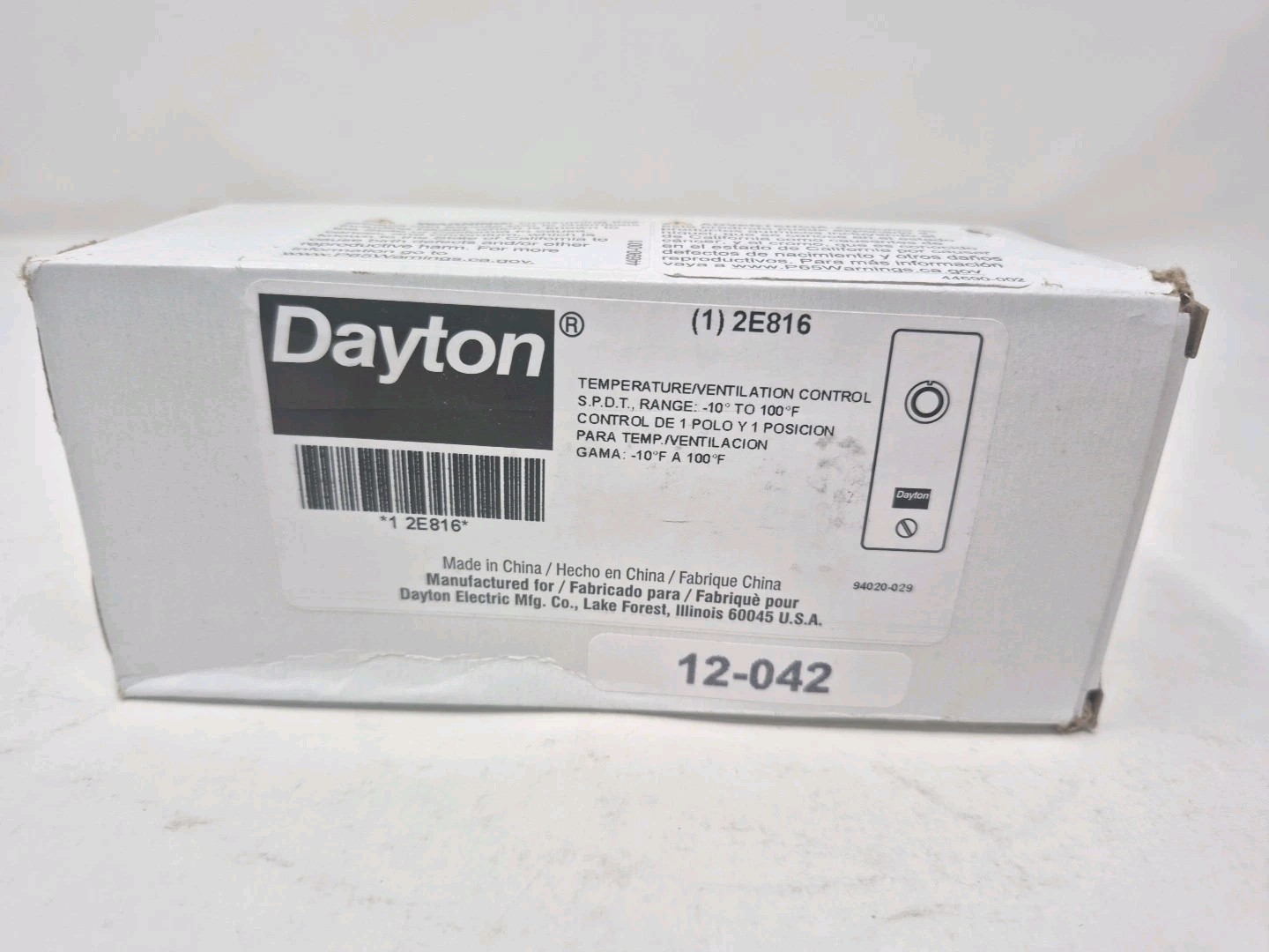 Dayton Line Voltage Thermostat 2E816 – New Open Box