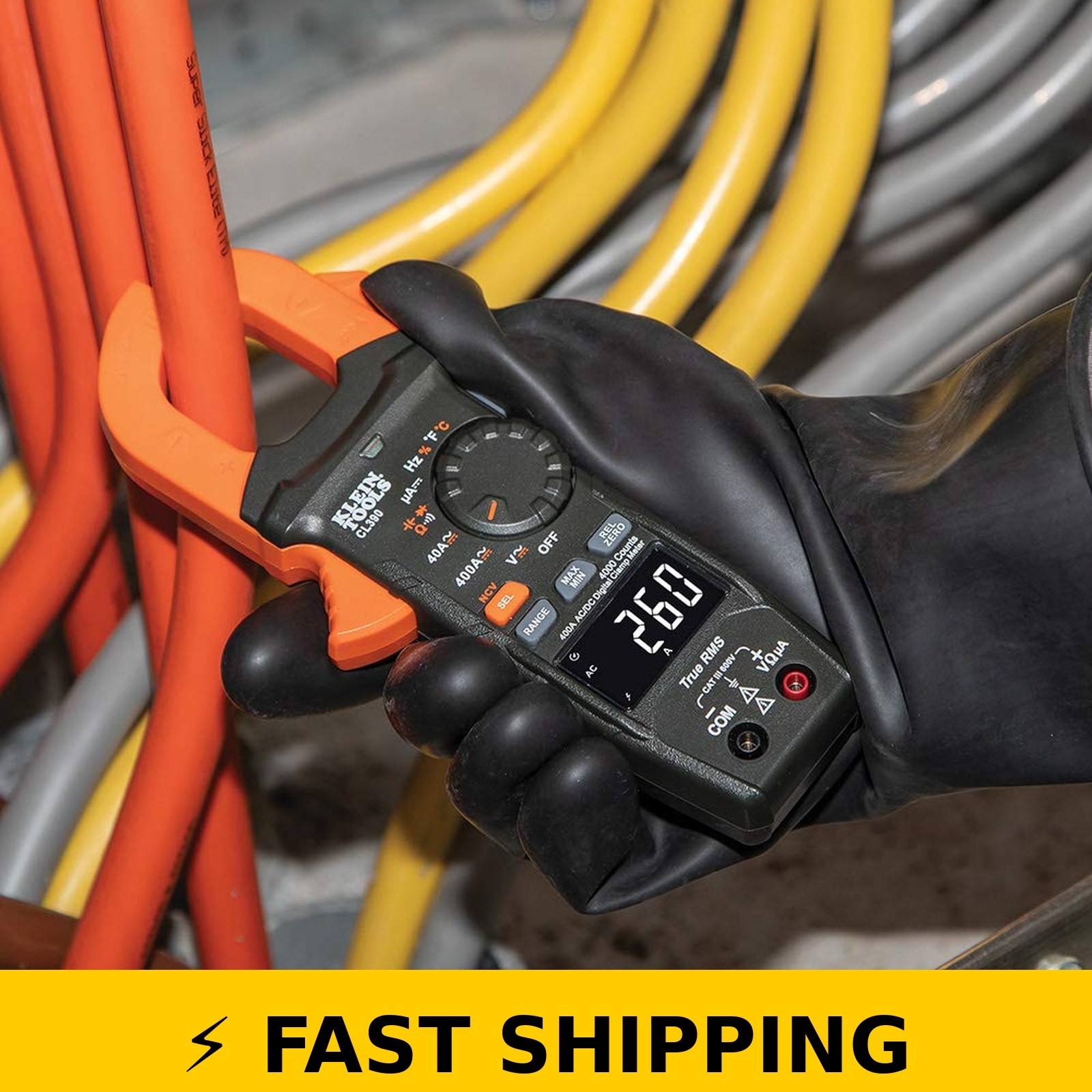 Klein Tools CL390 Digital Clamp Meter, 400 Amp, Hi-Viz LCD Display