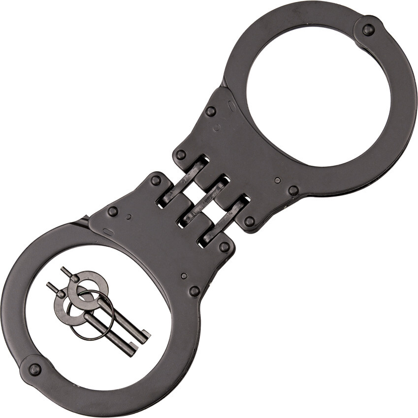 UZI Black Hinged Double Lock Steel Police & Personal Security Handcuffs HCHB