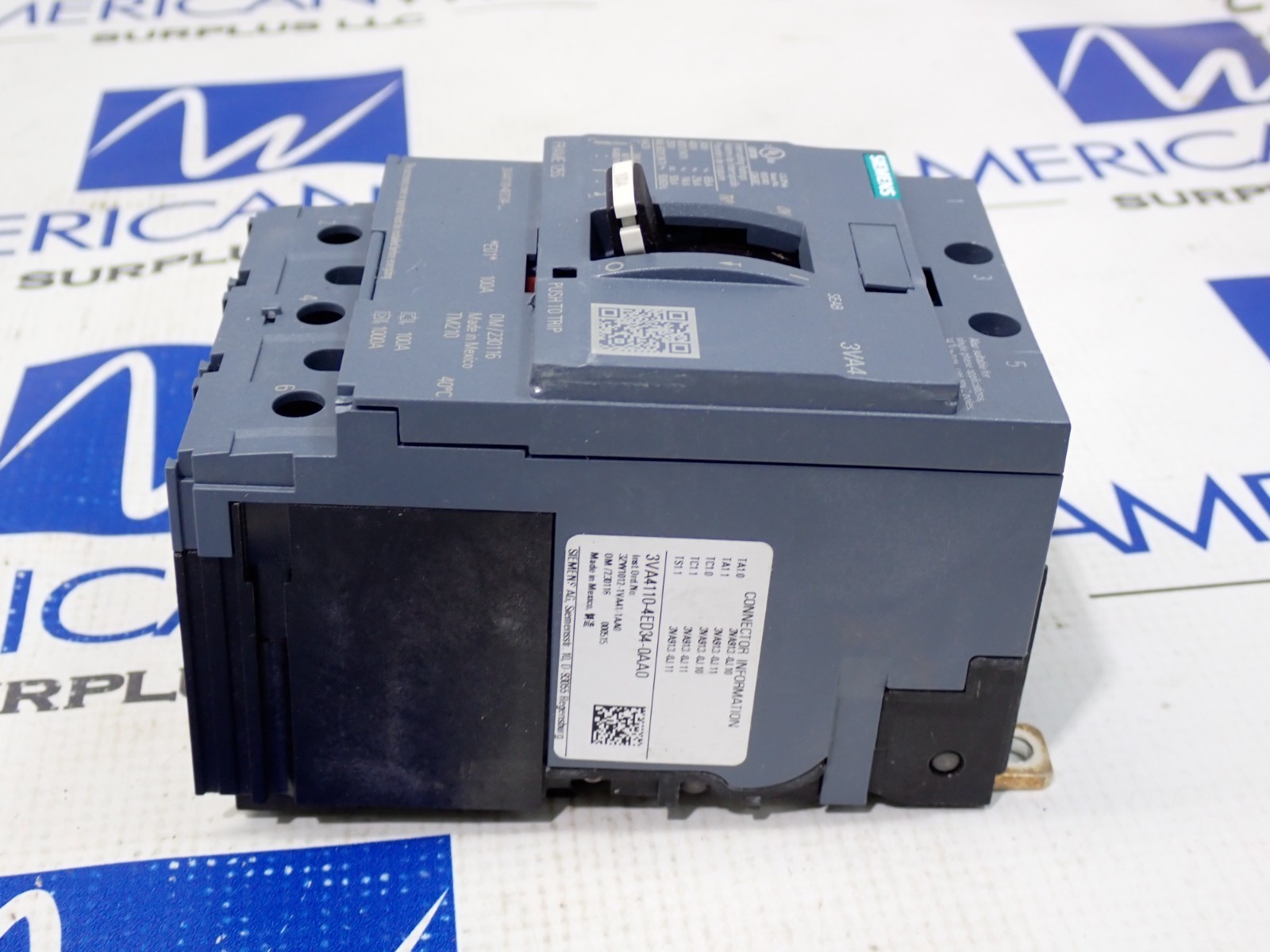 Siemens 3VA4 Circuit Breaker 3VA4110-4ED34-0AA0 100A 3P 25kA @ 480VAC – TESTED