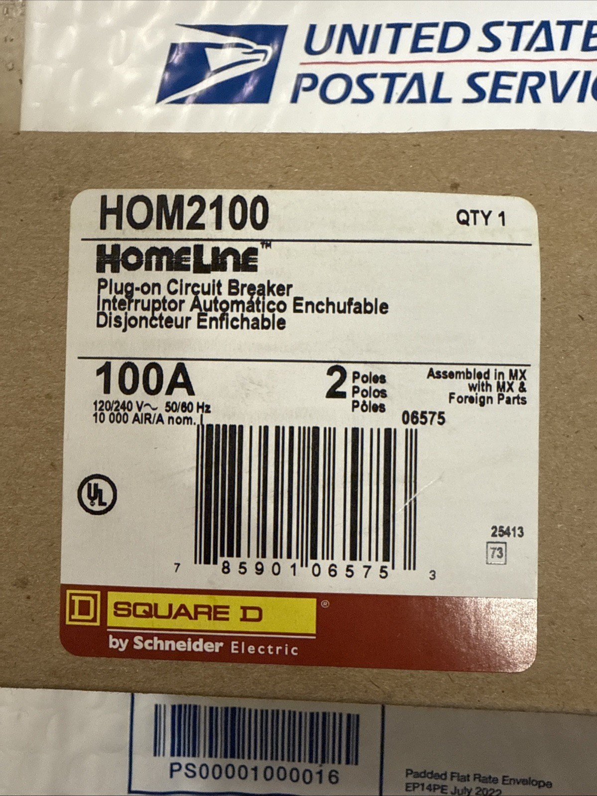 Square D HOM2100 100A (3 PACK) Miniature Circuit Breaker BRAND NEW FAST DROP OFF