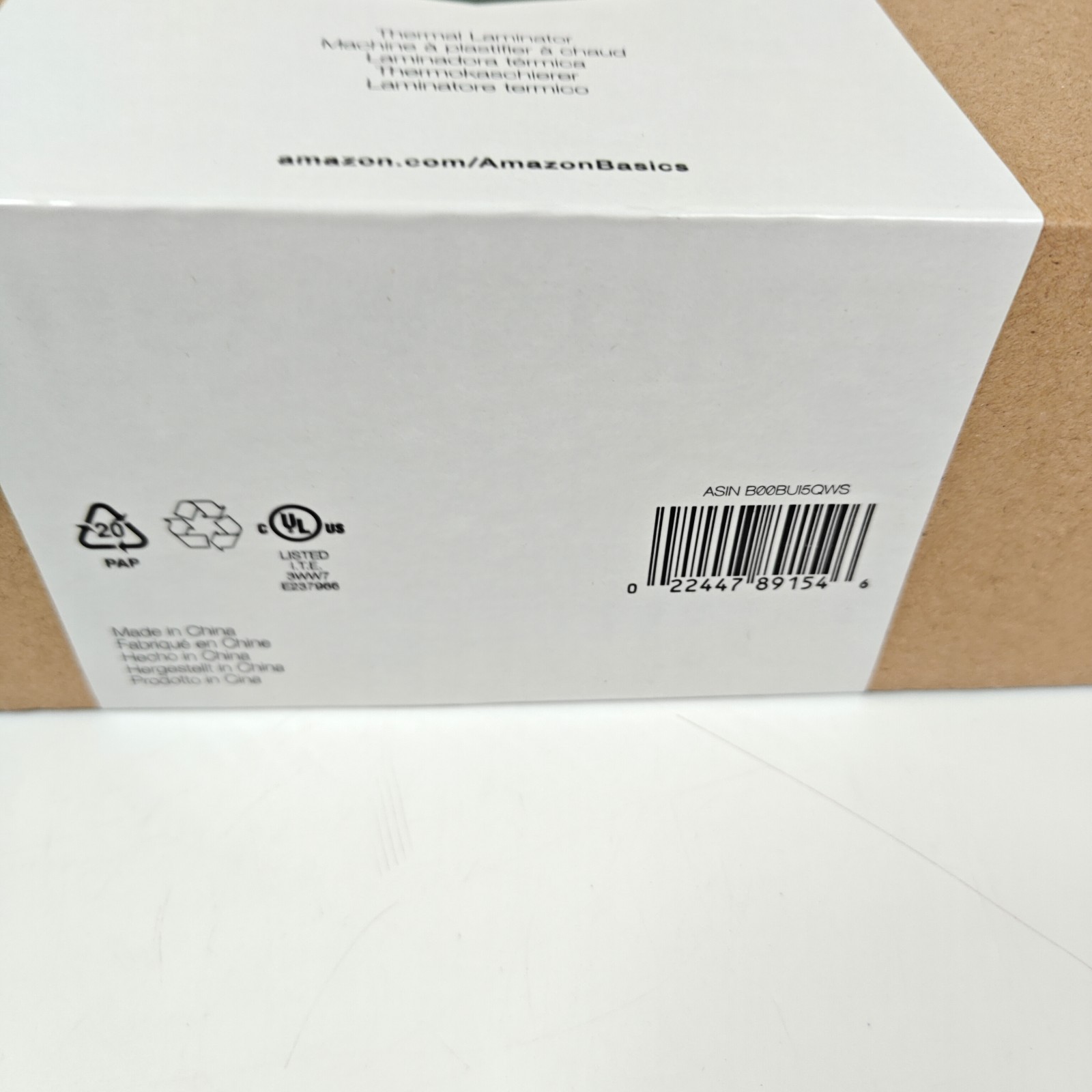 Amazon Basics PL9-US 9-Inch Thermal Laminator Machine White NEW w/Sample Pouchs