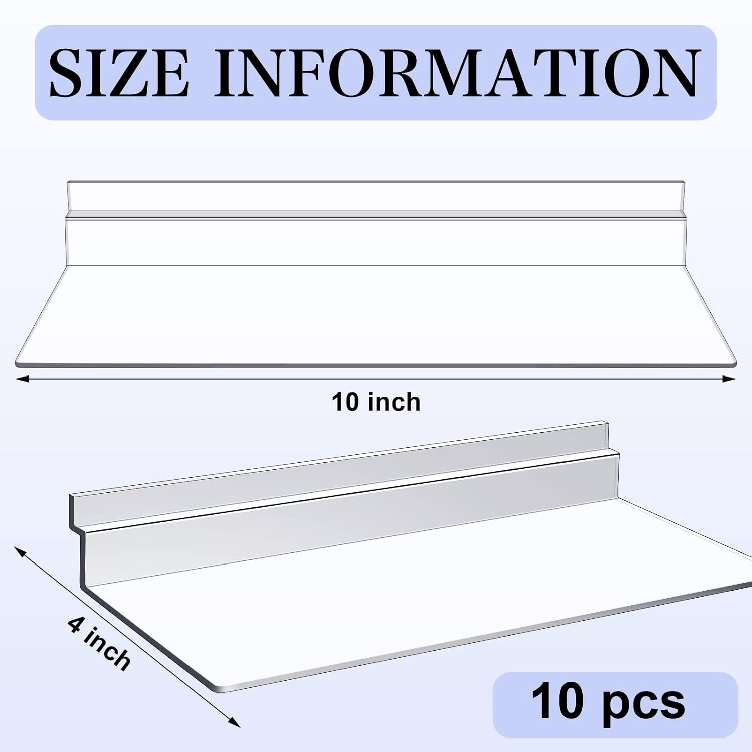 10 Pack 4 X 10 Inch Slatwall Shelves Hanging Accessories Clear Slatwall
