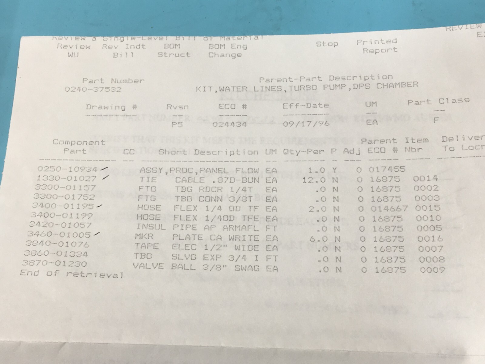AMAT 0240-37532 Kit, Water Lines, Turbo Pump, DPS Chamber, 0250-10934, 159444