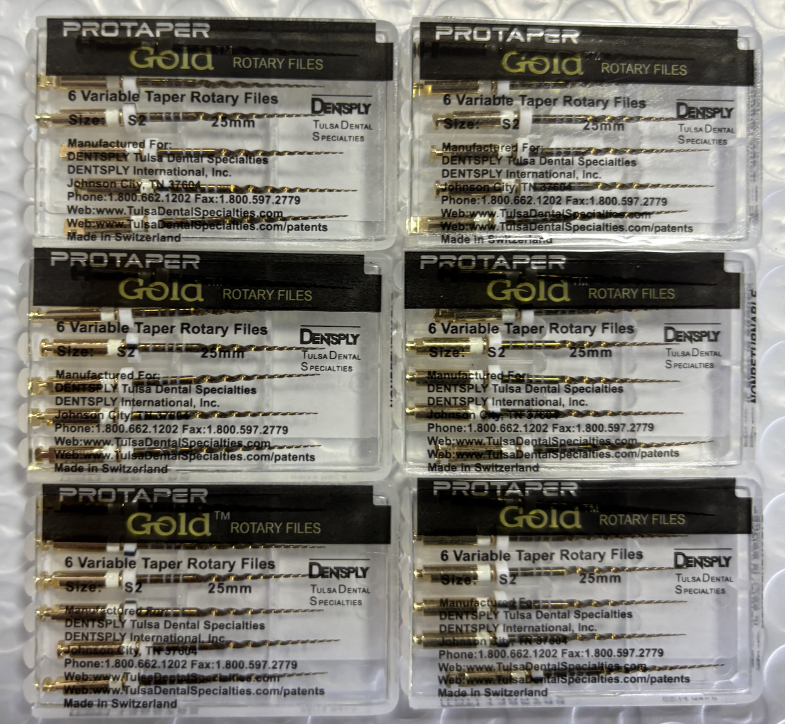 Dentsply Protaper Gold Rotary Files Tulsa Assorted Endodontics 21mm/25mm/31mm