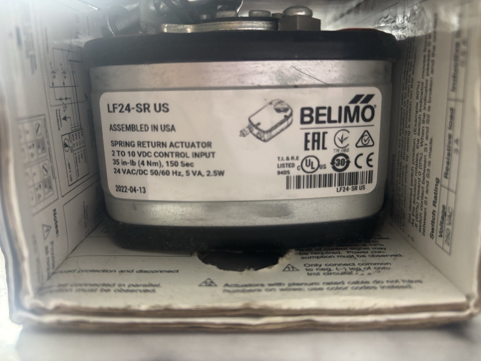BELIMO LF24-SR US Spring Return Damper Actuator