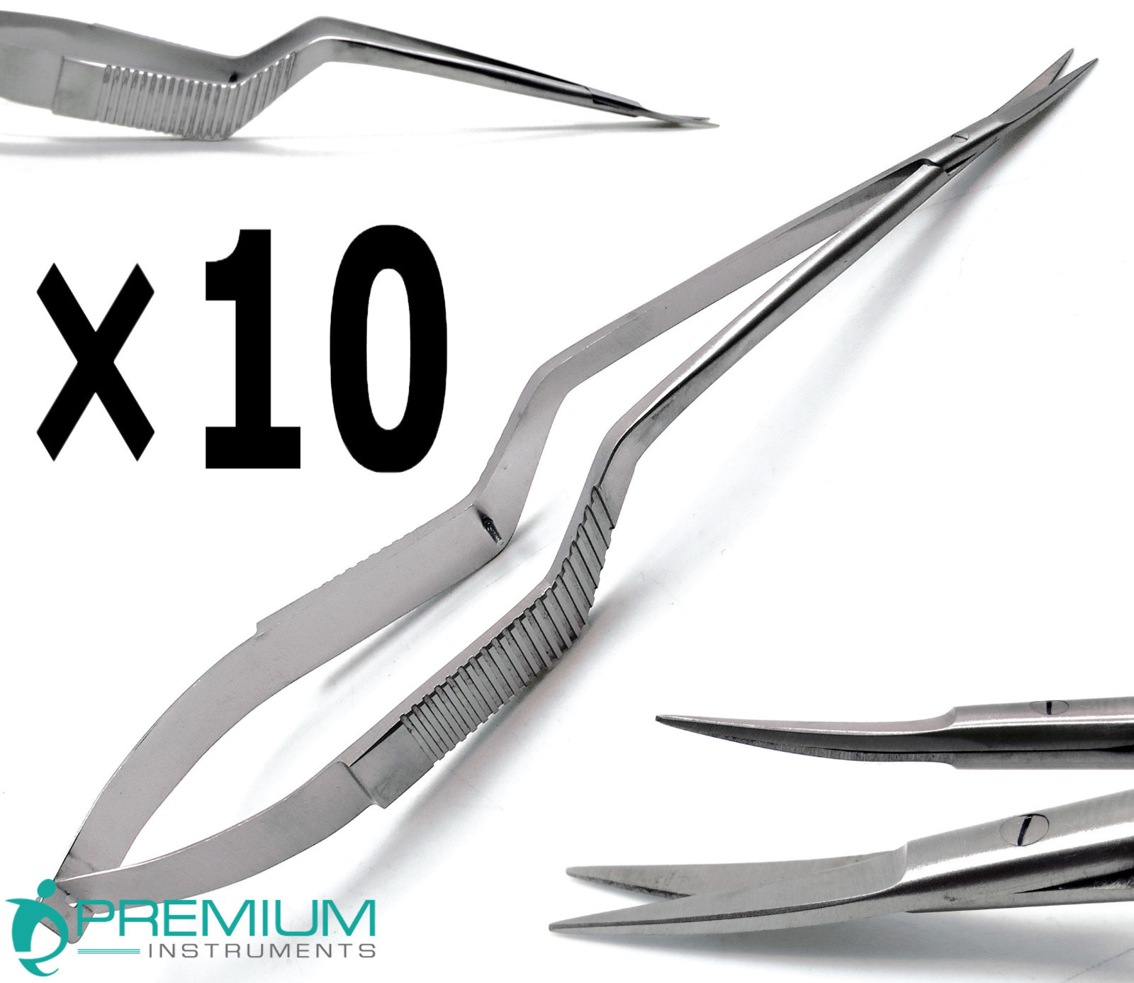 10 Pcs New Micro Scissors 7.5″ Yasargil Sharp/Sharp Curved Surgical Instruments