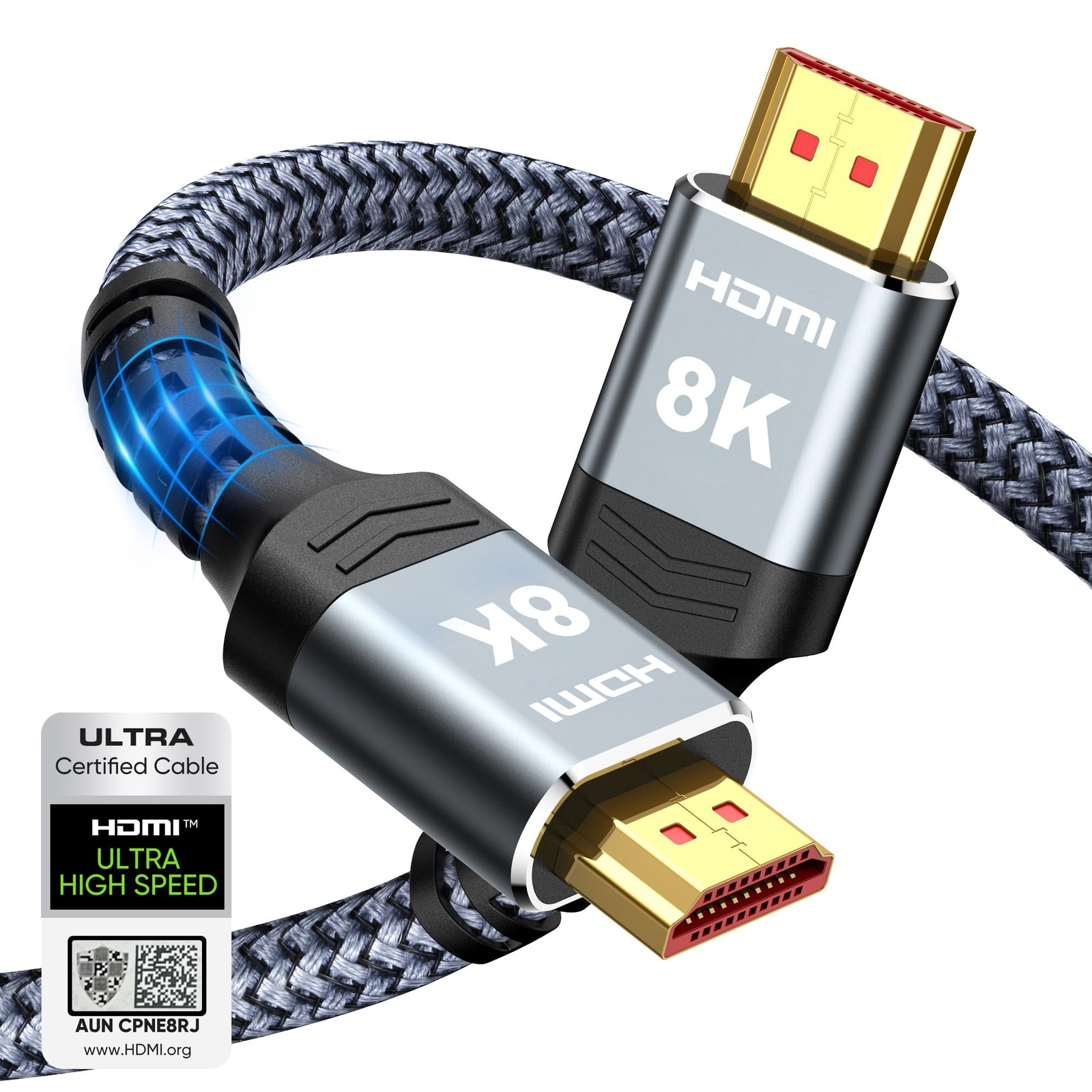 Highwings 8K 10K 4K HDMI Cable 48Gbps 6.6FT/2M, Certified Ultra High Speed 2.1 H