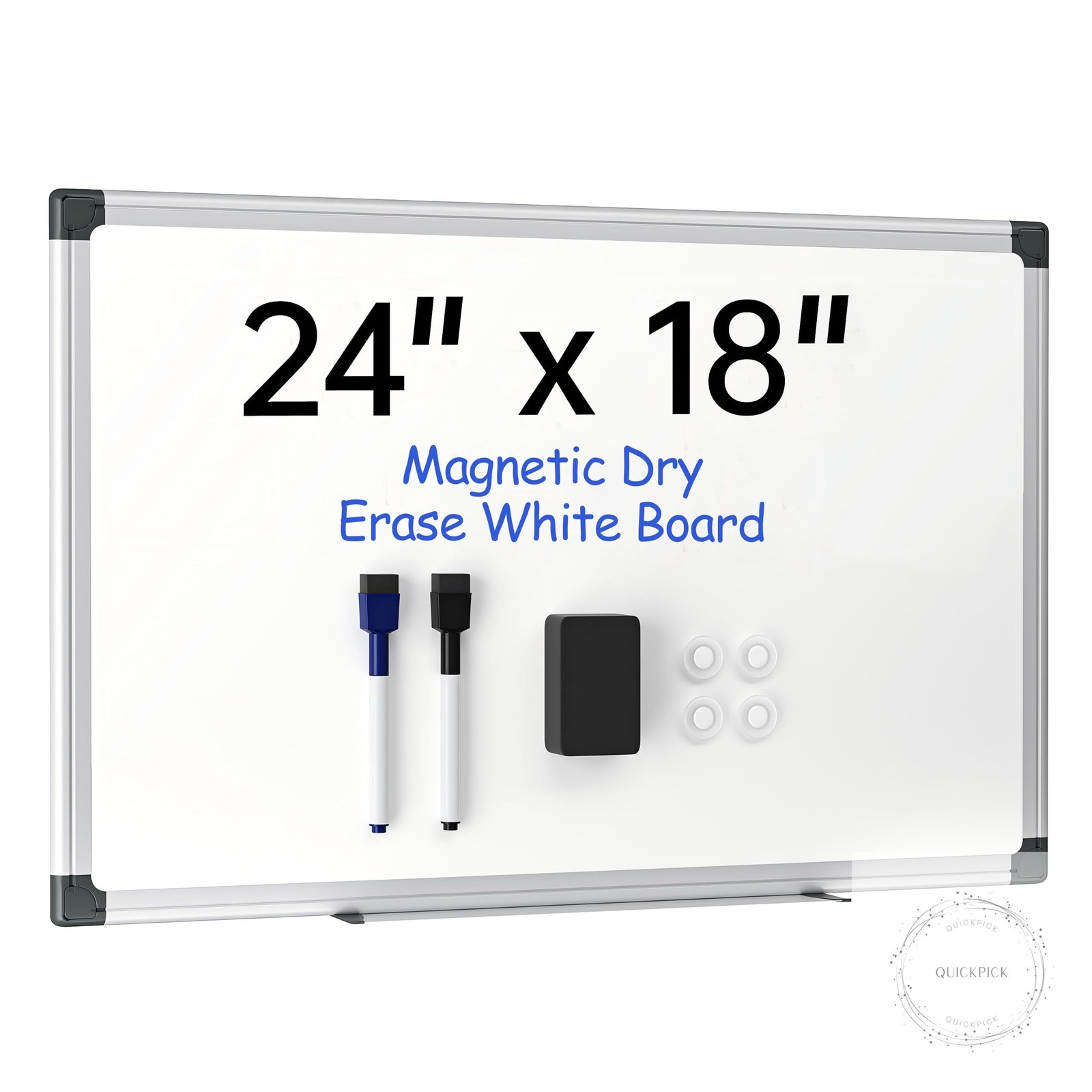 24″ x 18″ Magnetic Whiteboard for Wall Dry Erase Board with Silver Frame Hanging